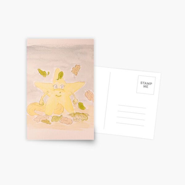 Lara child's picture shooting star watercolor painting Postcard