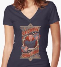 SORCIER SUPRÊME Women's Fitted V-Neck T-Shirt