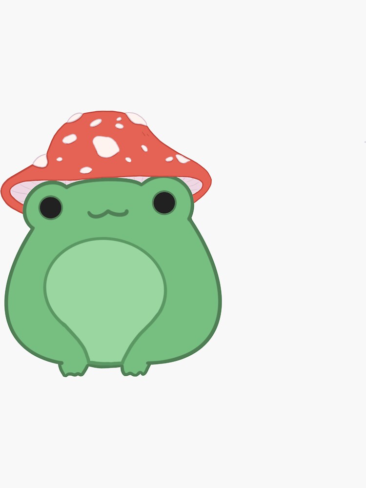 "Cute Frog Wearing Mushroom Hat" Sticker for Sale by dylsif | Redbubble