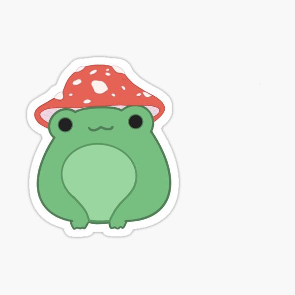 "Cute Frog Wearing Mushroom Hat" Sticker for Sale by dylsif | Redbubble