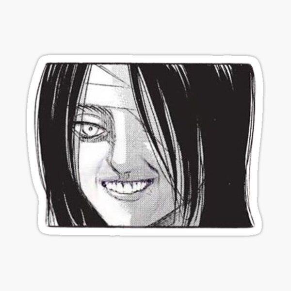 Eren Yeager Attack On Titan Smiling Funny Meme Sticker Sticker for