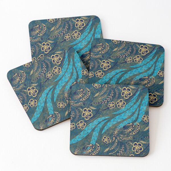 Item preview, Blue Blue Hawaiian Wild Tribal Watercolor Splash designed and sold by sunnthreads.