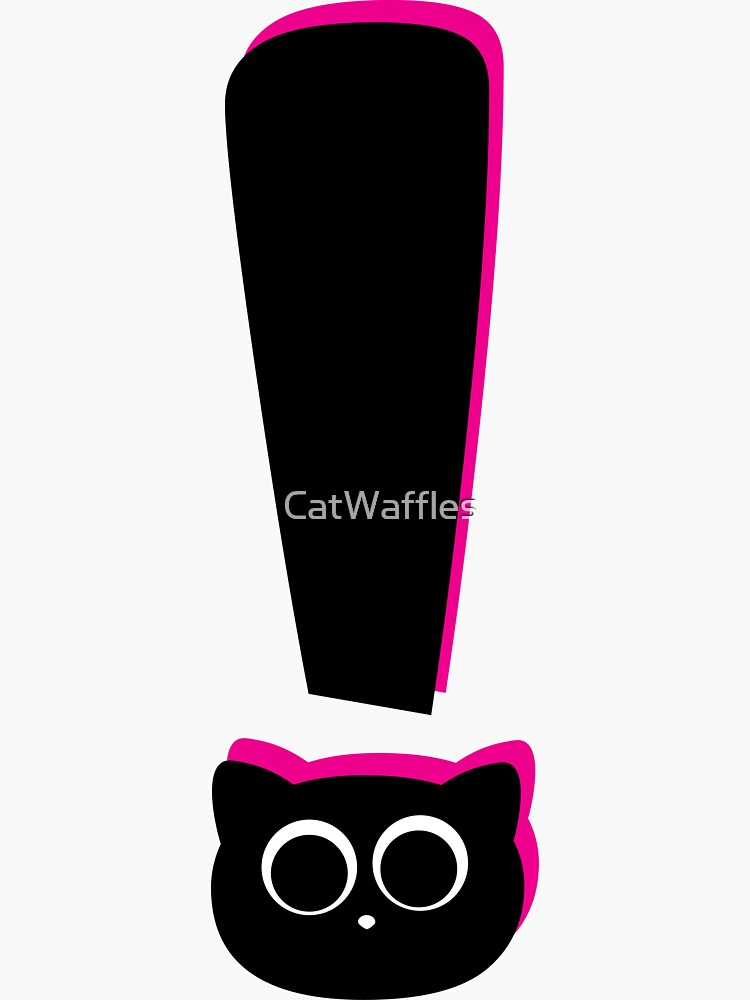 "Cat exclamation mark Magenta/Yellow" Sticker for Sale by CatWaffles