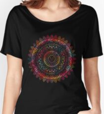 Camiseta ancha para mujer Rainbow Kitty Cat Mandala