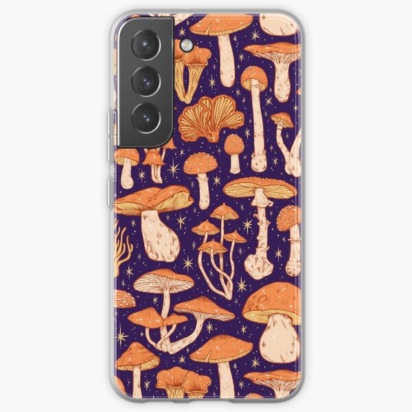 Deadly Mushrooms Orange on Blue Samsung Galaxy Soft Case