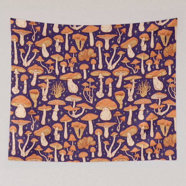 Item preview,  Deadly Mushrooms Orange on Blue designed and sold by Paisley Yazel.