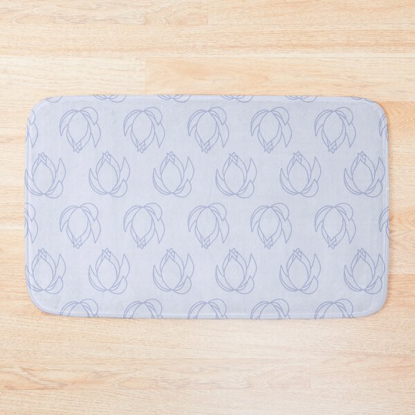 Blue Lotus Blossoms on Pale Blue Bath Mat