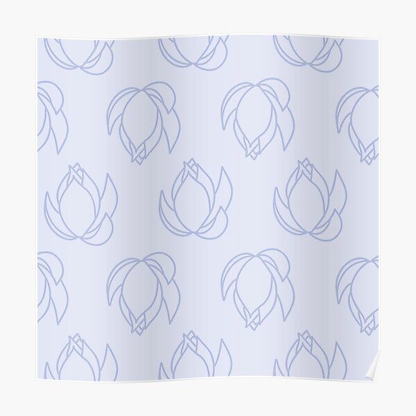 Blue Lotus Blossoms on Pale Blue Poster