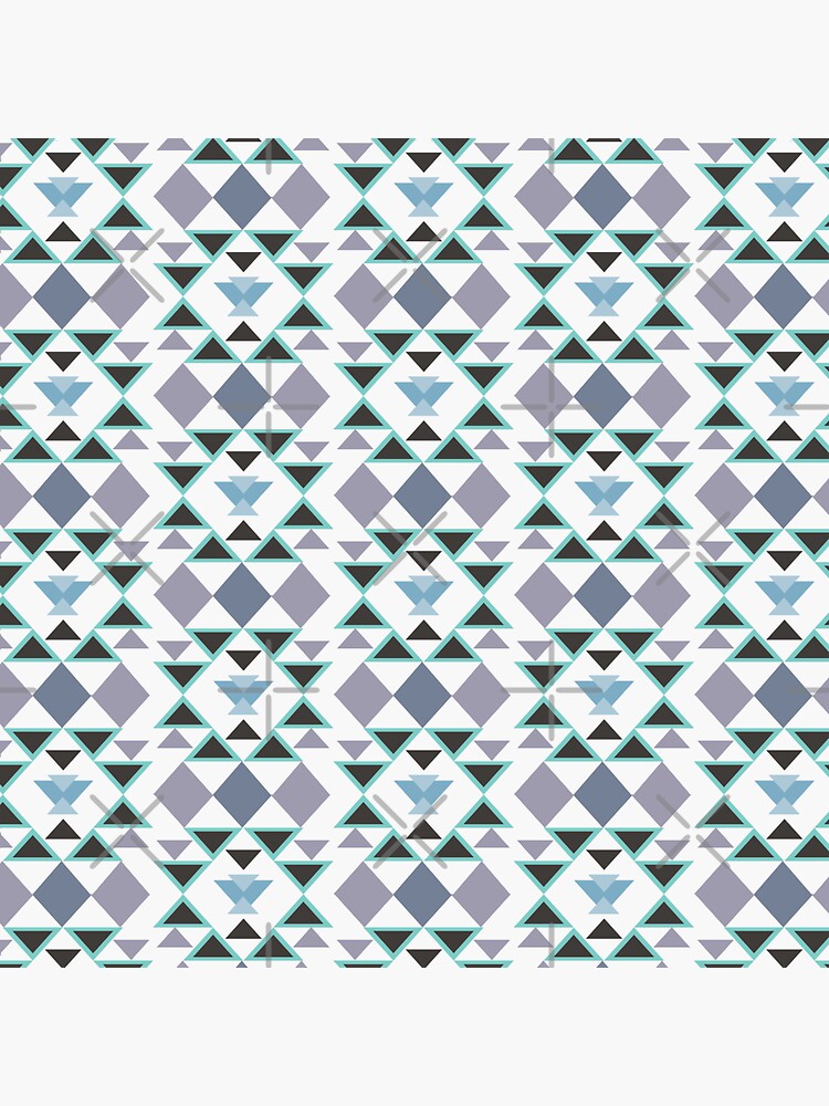 Thumbnail 3 of 3, Sticker, A Simple Geometric Tribal Ethnic seamless pattern in the purple and the green color designed and sold by Victoria Riabov.