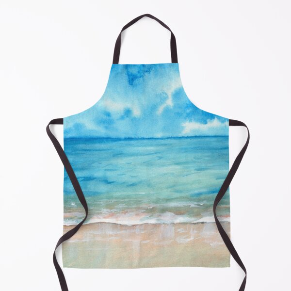 Artikelvorschau, Türkisfarbene Wellen am nassen Sandstrand im Aquarell entworfen und verkauft von PrettyLittlePic.