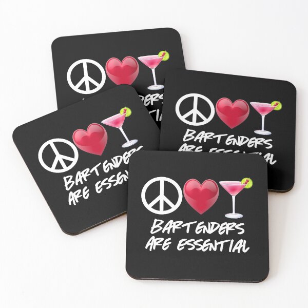 Item preview, Peace Love Cocktail Bartenders Are Essential Bar Pub Fan Man Cave Beer Wine Cocktails Liquor Shots Pilsner designed and sold by BookGeekNJ.