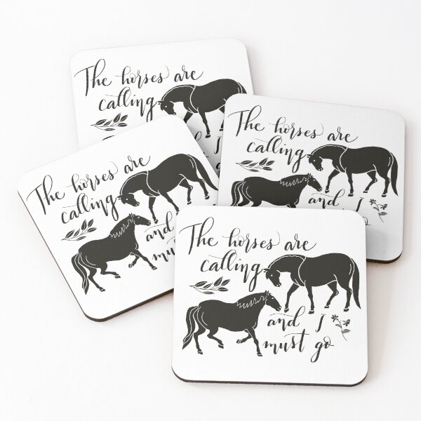 Item preview, The Horses are Calling and I Must Go graphic folkart black designed and sold by NormaJeaneStudio.
