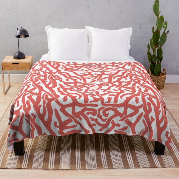 Item preview, Coral Reef Pattern | Reddish Coral White Coastal Beach House designed and sold by emkayhess.
