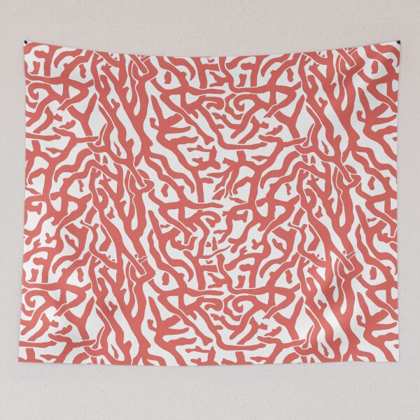 Item preview, Coral Reef Pattern | Reddish Coral White Coastal Beach House designed and sold by emkayhess.