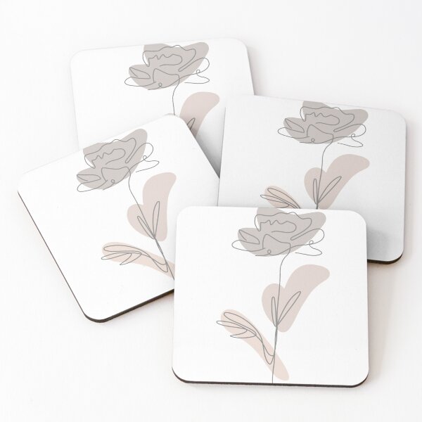 Item preview, beige minimal line flower designed and sold by samar-n.