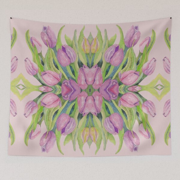 Item preview, Flower Power - Pink Tulips Kaleidoscope designed and sold by Julie Pickering.