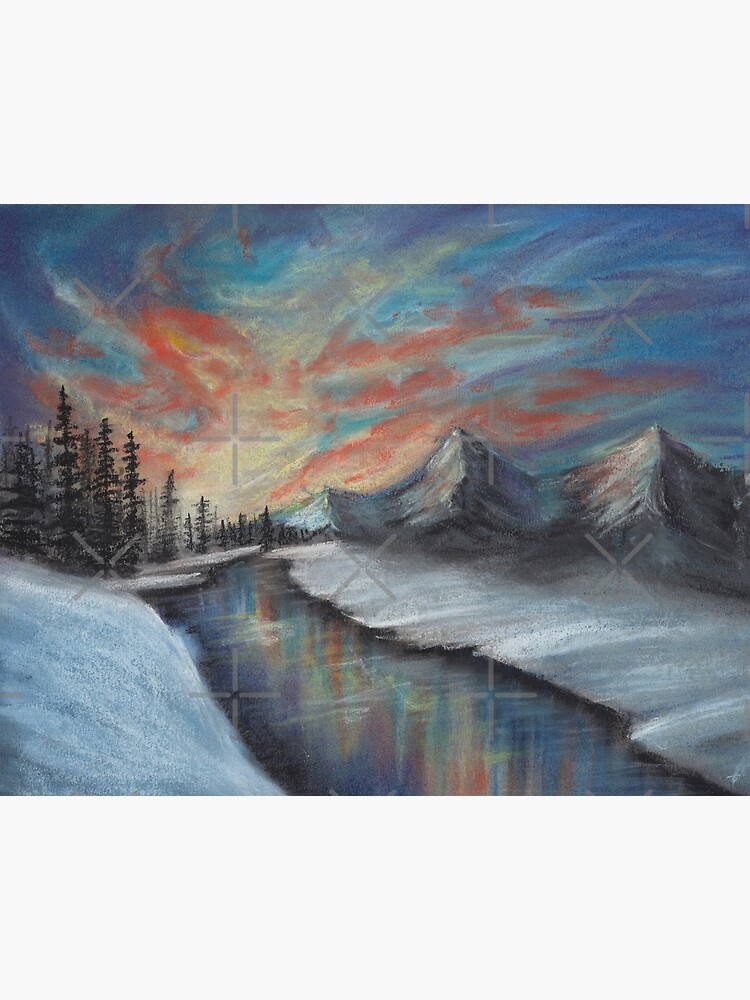 Mountain Artwork, Original Acrylic Painting, Pastel Color Sky