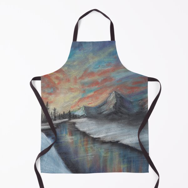 Item preview, Pastel Winter Sunset with River Trees and Snowy Mountains a Landscape in Pastels designed and sold by PrettyLittlePic.