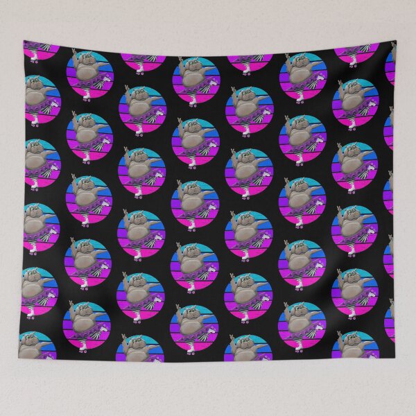 Item preview, Roller Skating Hippo Retro 80's Colored Stripes  designed and sold by Zurickdesigns.