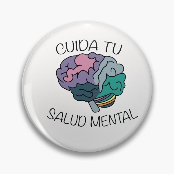 Item preview, CUIDA TU SALUD MENTAL ("Take cate of your mental health") + brain illustration, message in Spanish designed and sold by AnimalBloo.