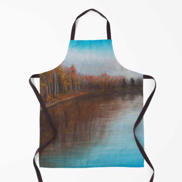 Item preview, Pastel River Landscape with Flock of Geese and Autumn Colored Trees designed and sold by PrettyLittlePic.