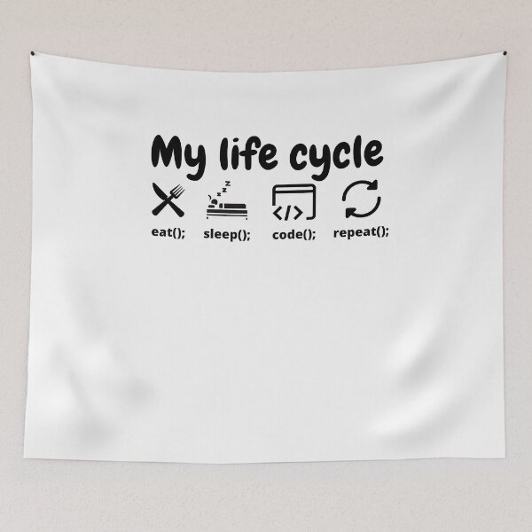 Item preview, developer life cycle eat, sleep, code, repeat gift, gift for programer,developer,coder,geek designed and sold by DevDn.