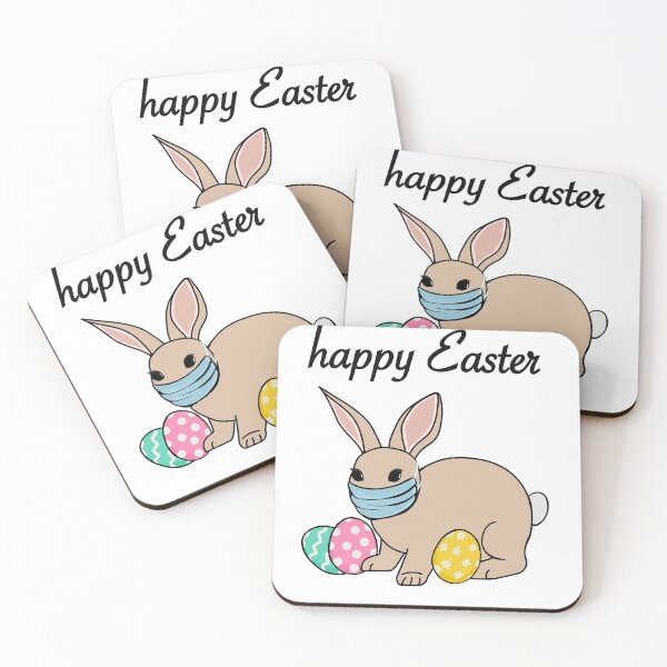 Artikelvorschau, Osterhase mit Mundschutz/ Frohe Ostern!/ Osterhase mit Eiern und Schrift entworfen und verkauft von muffinstandd.