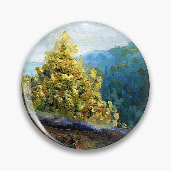 Item preview, Vista superior del árbol amarillo de la montaña | Aceite impresionista designed and sold by Andrew Gaia.