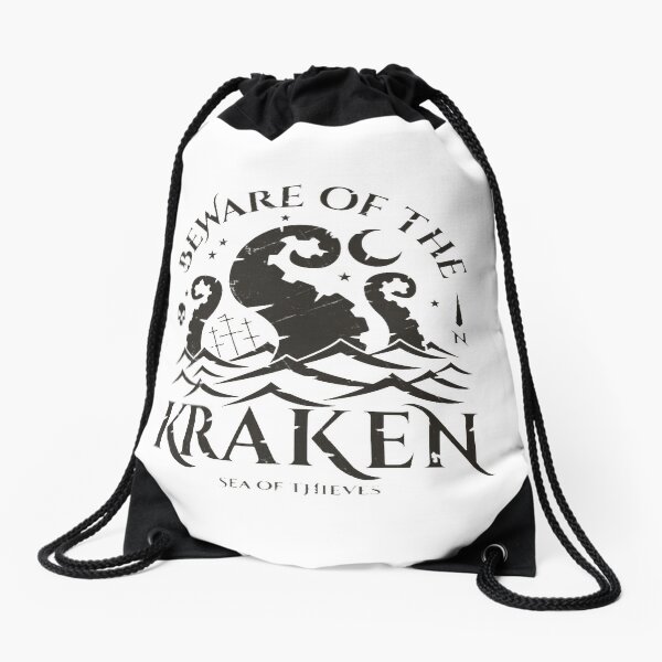 "Beware of the Kraken" Sea of Thieves Design Drawstring Bag