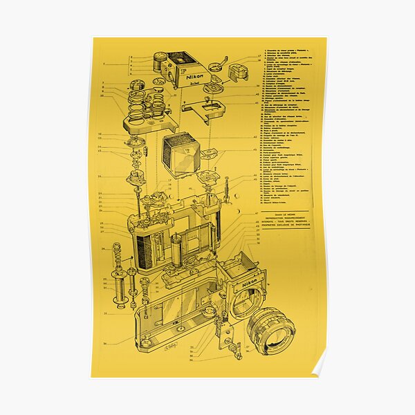 Nikon F Blueprint film camera Poster