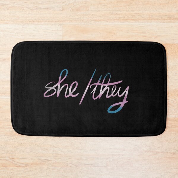 Item preview, She they pronoun pin non binary trans flag designed and sold by tragiciandesign.