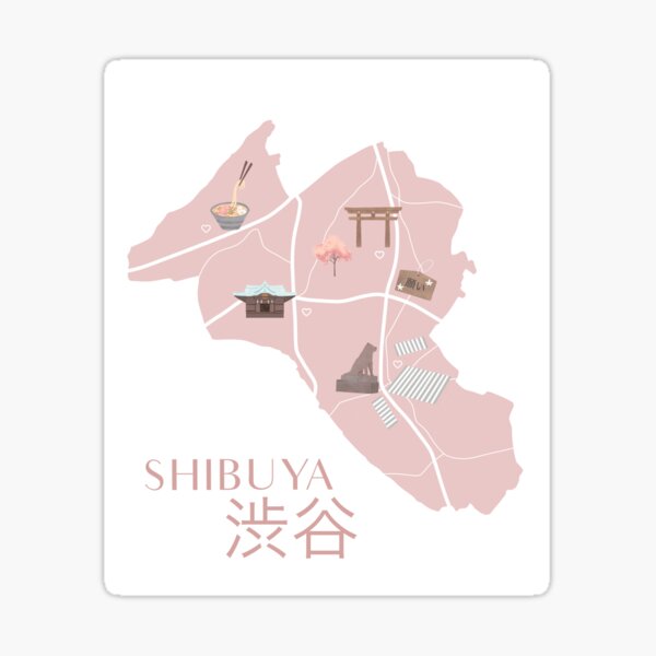 Item preview, Shibuya illustrated map designed and sold by primapixie.