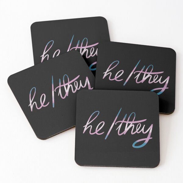 Item preview, He they pronoun pin non binary trans flag designed and sold by tragiciandesign.