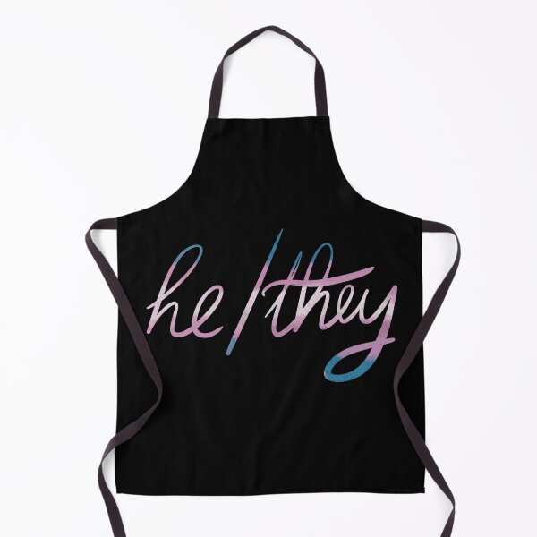 Item preview, He they pronoun pin non binary trans flag designed and sold by tragiciandesign.