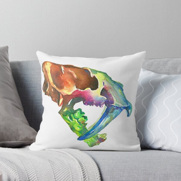 Item preview, Watercolor Fossil Sabre-Tooth Skull in Rainbow designed and sold by VivtheFish.