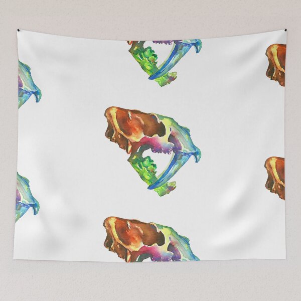 Item preview, Watercolor Fossil Sabre-Tooth Skull in Rainbow designed and sold by VivtheFish.