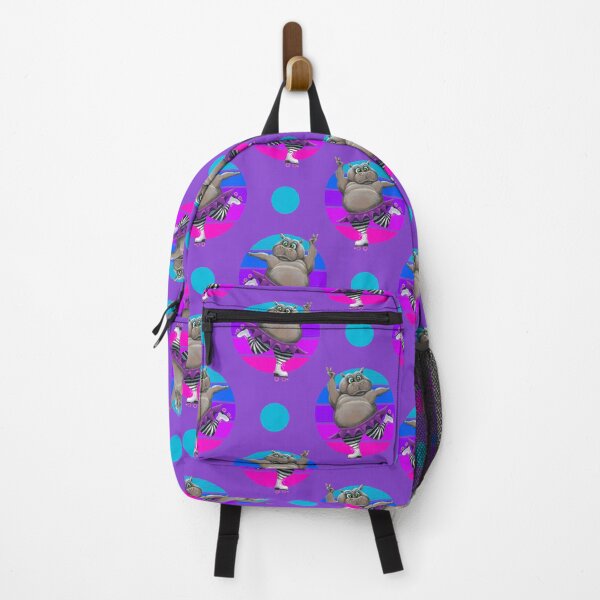 Item preview, Purple Vintage 80's Style Roller Skating Retro Hippo Pattern designed and sold by Zurickdesigns.