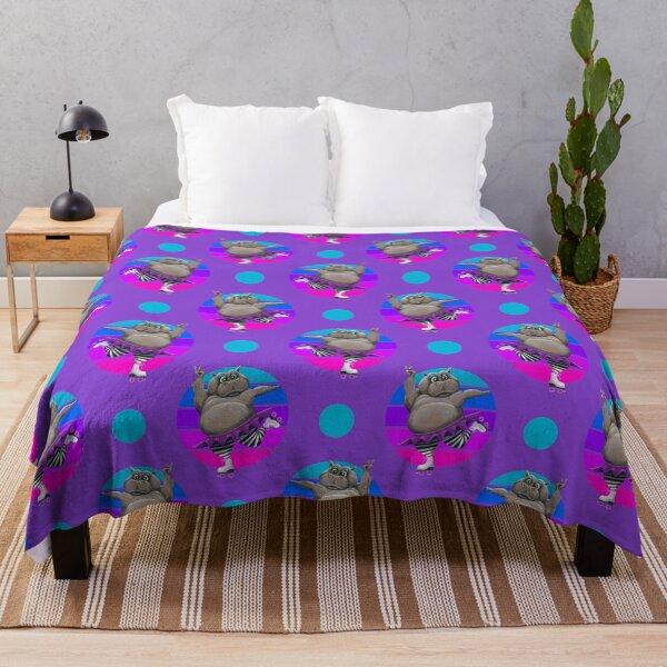 Item preview, Purple Vintage 80's Style Roller Skating Retro Hippo Pattern designed and sold by Zurickdesigns.