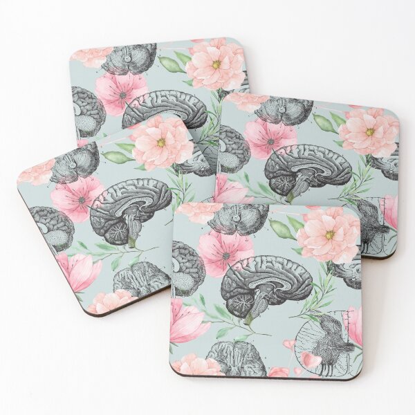 Item preview, Sage Green Brain Anatomy Flower Pattern  designed and sold by allexieee.