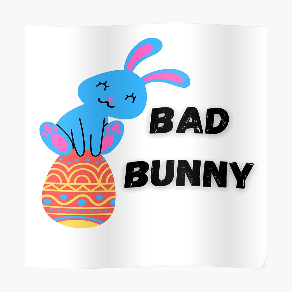 Bad Bunny Easter Little Rabbit Egg Hunt Funny Bunny Face Sticker for Sale  by ZNOVANNA