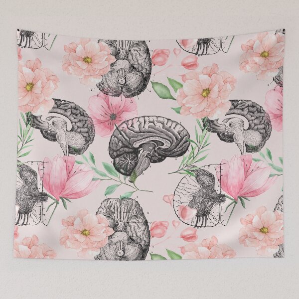 Item preview, Pink Brain Anatomy Flower Pattern  designed and sold by allexieee.