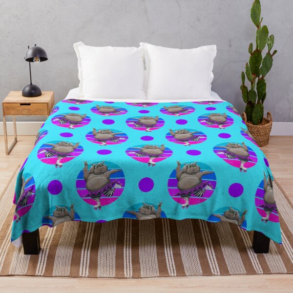 Item preview, BlueVintage 80's Style Roller Skating Retro Hippo Pattern designed and sold by Zurickdesigns.