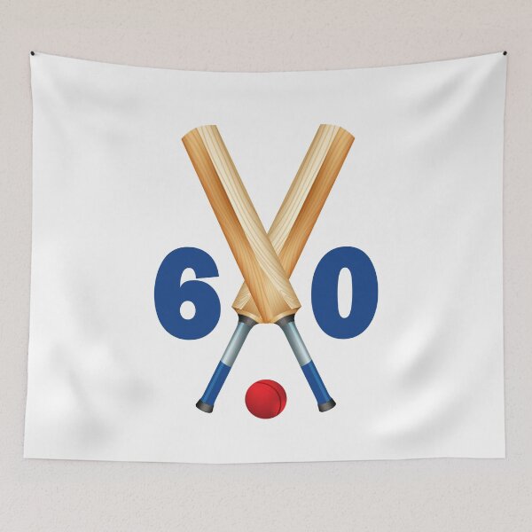 Item preview, Cricket number 60 - sixty with bats and ball designed and sold by AllShirts21.