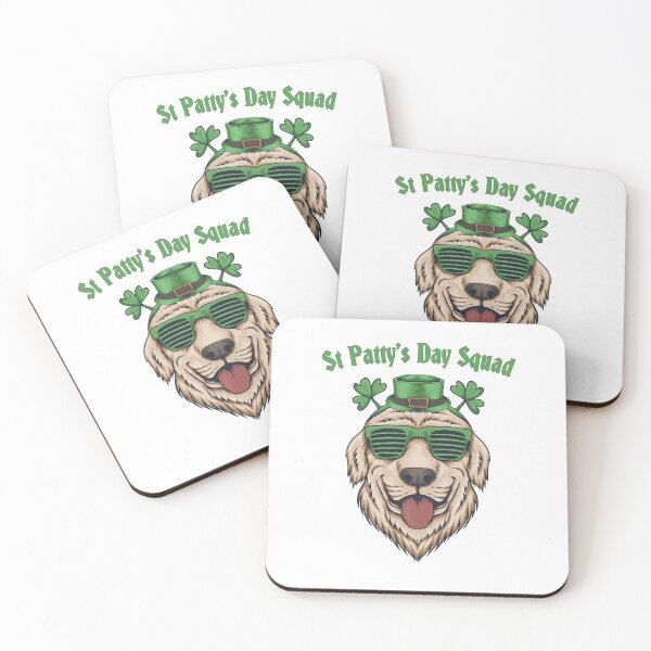Item preview, Saint Patrick's Day Squad Group Party Animals Lucky Happy Golden Retriever Dog designed and sold by RKA-Products.