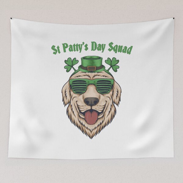 Item preview, Saint Patrick's Day Squad Group Party Animals Lucky Happy Golden Retriever Dog designed and sold by RKA-Products.
