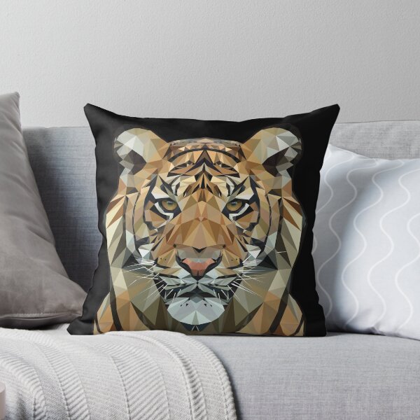 Bengal Tiger Geometric Animal Design Throw Pillow