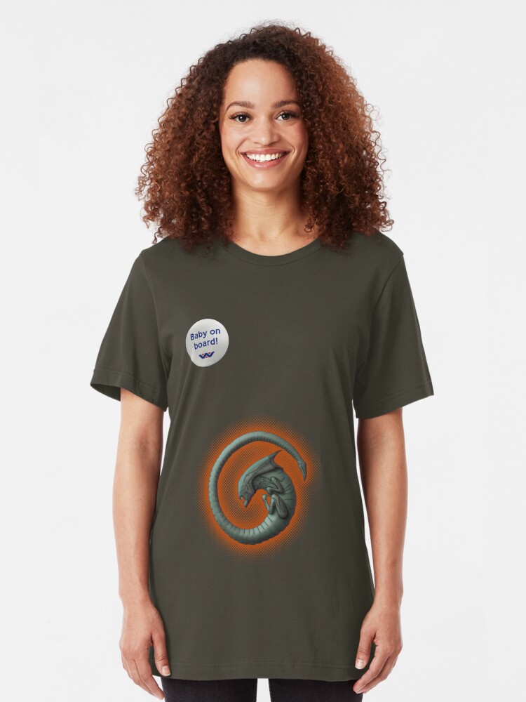 Alternate view of Alien on Board! Slim Fit T-Shirt