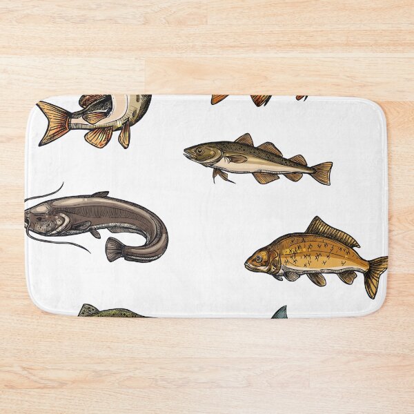 Item preview, Fish, bass, carp, catfish, perch, pattern graphic fly fishing lure artwork nature designed and sold by Skaimae.
