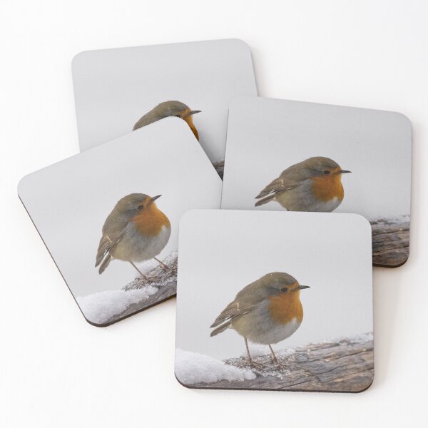 Item preview, Small robin perched on a snowy wooden branch designed and sold by brambillasimone.