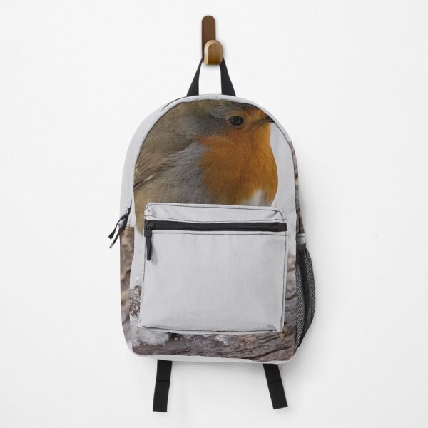Item preview, Small robin perched on a snowy wooden branch designed and sold by brambillasimone.